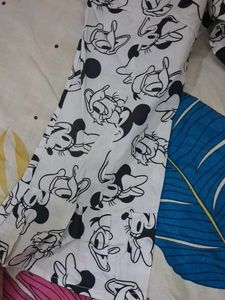Mickey Mouse Print White Dress