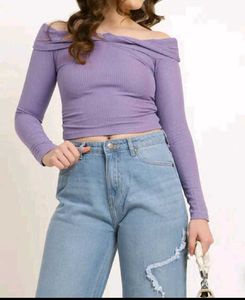 Off-Shoulder Ribbed Black Top