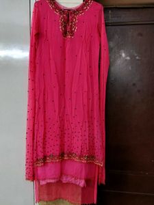 Vibrant Pink Embellished Long kurti