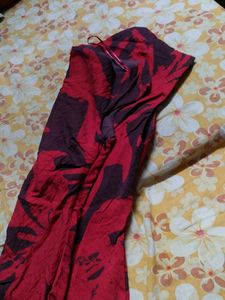 Chic Red &amp; Burgundy Abstract Print Dress
