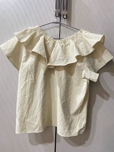 Cream Ruffle Off-Shoulder Top