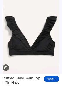 old navy Stylish Black Ruffled Bikini Top