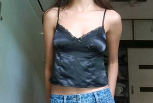 Combo: Black Lacey Cami & Sea Green Baby Tee