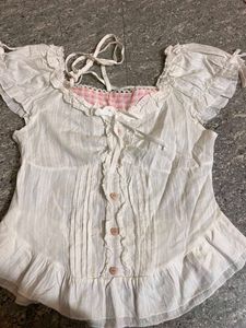 White Ruffle Lolita Style Top
