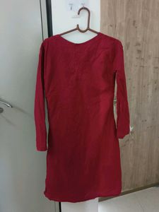 Maroon Embroidered Kurta