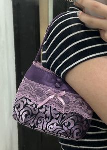 SALE Cute Purple Small Hand Bag with Lace