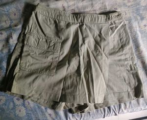 Khaki Cargo Skirt Shorts