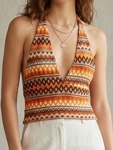 Boho Ethnic Print Halter Top