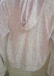 Cute Heart Patterned Zip-Up Hoodie