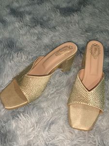 Sparkling Gold Block Heels