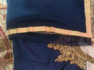 blue lehanga old style heavy stone work in blouse