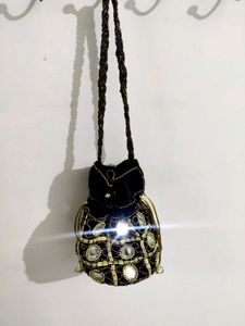 Clutches 👉Mirror Embellished Drawstring Pouch Bag
