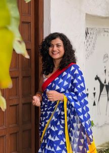 Elegant Blue & White Saree - SOFT MUL COTTON