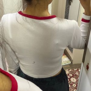 Levi's White Long Sleeve Crop Top