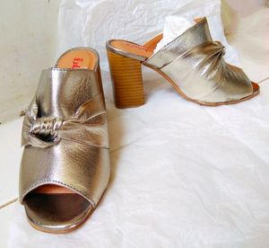 Red Tape Silver Block Heels
