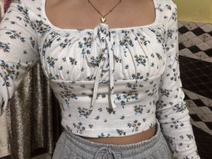 Floral Print Tie-Front Top