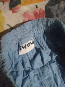 Light Blue Crinkle Palazzo Pants