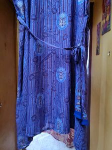 Plus size Vibrant Blue Printed Ethnic Gown