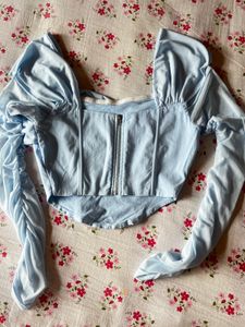 Light Blue Ruched Corset Top