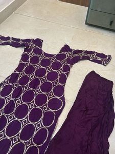 Elegant Purple Kurta Set with Foil Print