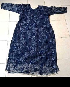 Navy Blue Sequined Kurta