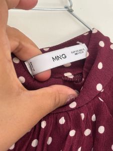 Burgundy Polka Dot Mini Dress