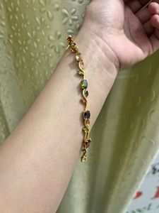 Elegant Gemstone & Gold-Tone Bracelet