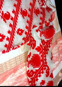 Red And White Pure Silk Kurti