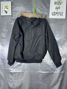 CARTER Black Fur Hooded Bomber Jacket