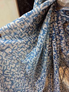 Blue &amp; White Printed Saree