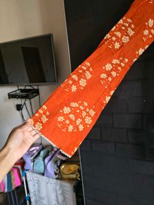 Orange Floral Print Kurta