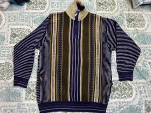 Men's Striped Quarter-Zip Sweater