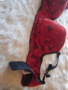 Red Floral Padded Bra