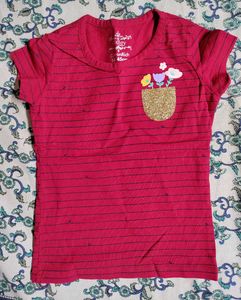 Girls' Striped Tee with Pocket