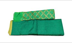 Elegant Green Silk Saree with Gold Border