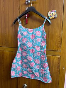 Blue &amp; Pink Floral Printed Sharara Set with Dupatt