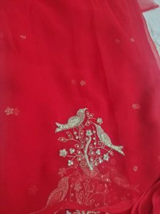 red bird chiffon saree
