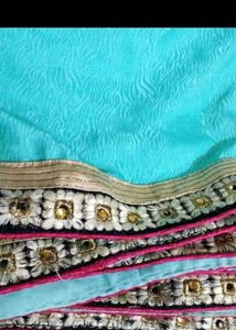 Beautiful Blue Saree with Embroidered Blouse