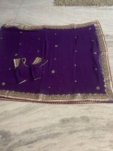 Beautiful gota handwork Purple Saree with Blo