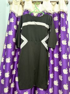 Black Dress with White Zipper Detail