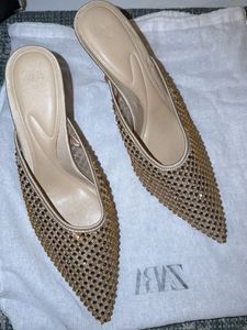 Sparkling Embellished Heeled Mules