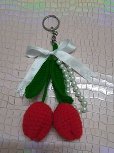 Handmade crochet tulip Keychain
