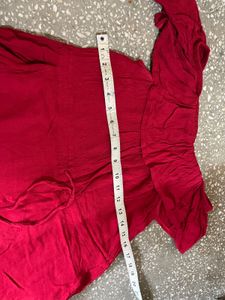 Red Off-Shoulder Ruffle Jumpsuit