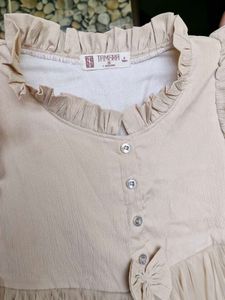 Cute Baby Girl's Beige Dress