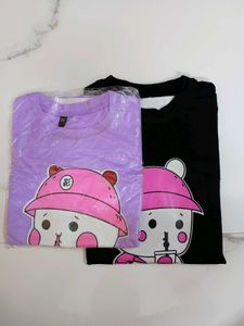 Cute Printed Women's T-Shirt (Black)