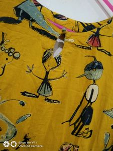 Unique Yellow Print Cold Shoulder Dress