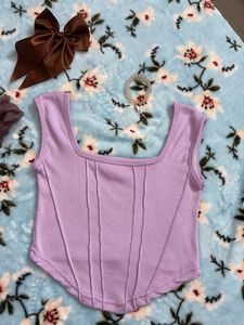 Lavender Ribbed Corset Top - New