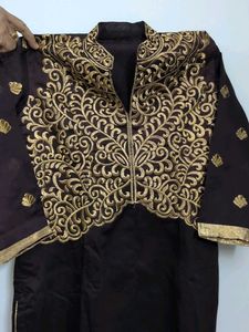 Elegant Wine color Kurta with Gold Embroidery