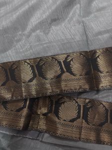 Elegant Grey Silk Saree with Black Border