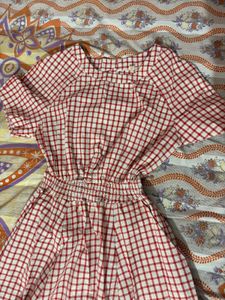 Red Checkered Midi Dress
